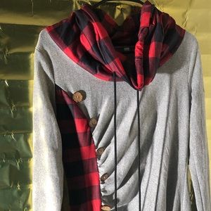 Red Black Plaid Pullover Dress or Shirt